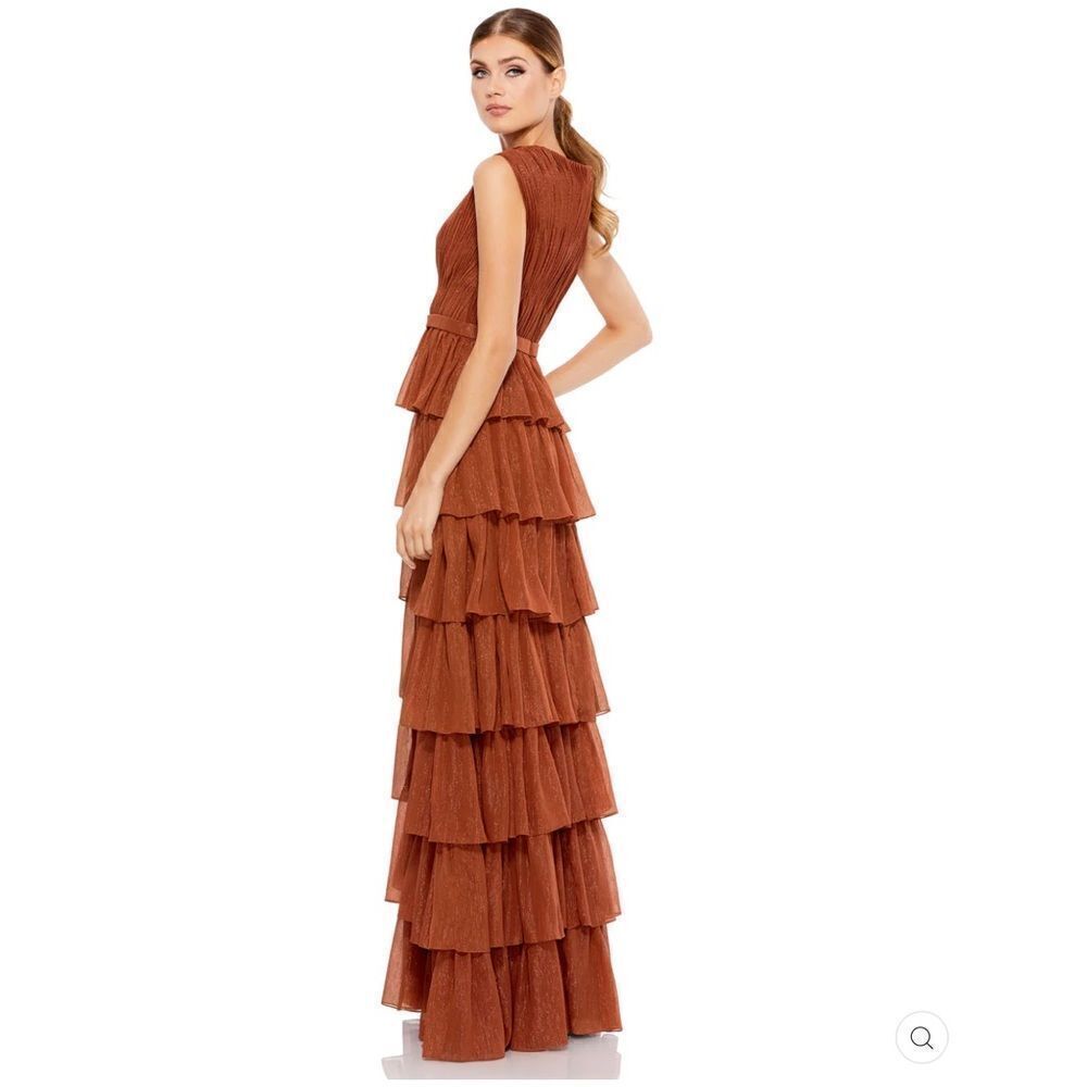Mac Duggal 49287 Womens Sparkle Ruffle Layered Maxi Gown Dress - Picture 4 of 14